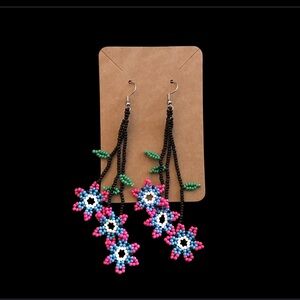 Floral Beaded Earrings Boho Flower Beads Jewelry